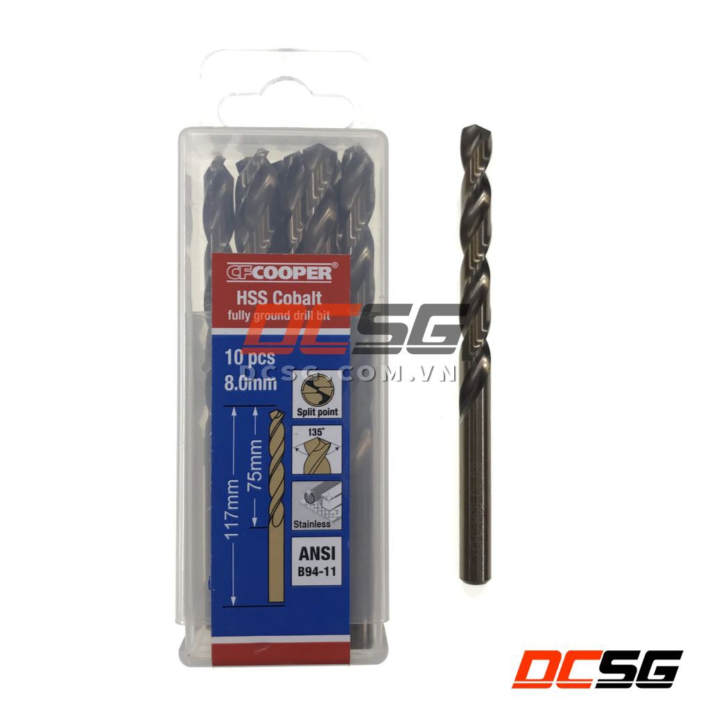Mũi khoan thép, Inox HSS-Cobalt 5% 5.0-10.0mm CFCooper  | DCSG