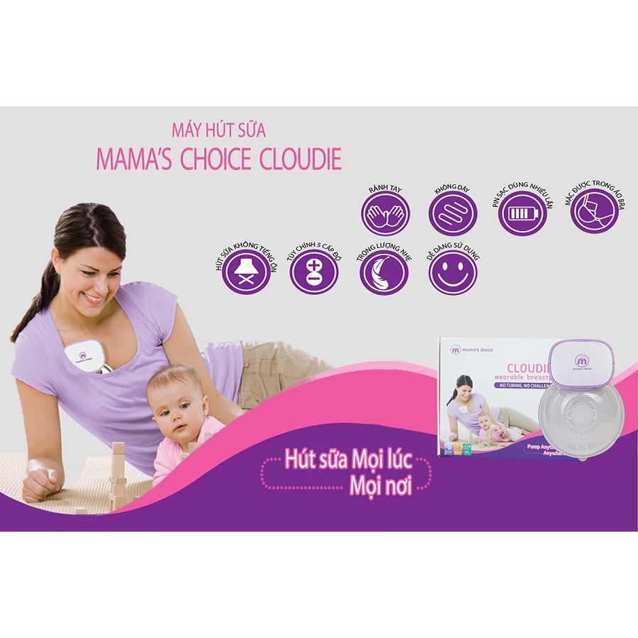 Máy Hút Sữa Không Dây Mama's Choice Cloudie | Máy Hút Sữa Rảnh Tay Dùng Pin Sạc Tiện Lợi Cho Mẹ Hút Sữa Mọi Lúc Mọi Nơi