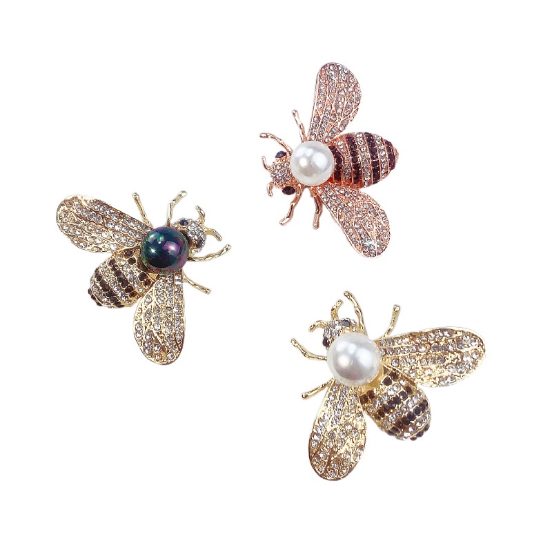 Ghim Cài Áo Hình Con Ong Đính Đá Và Ngọc Trai Sang Trọng