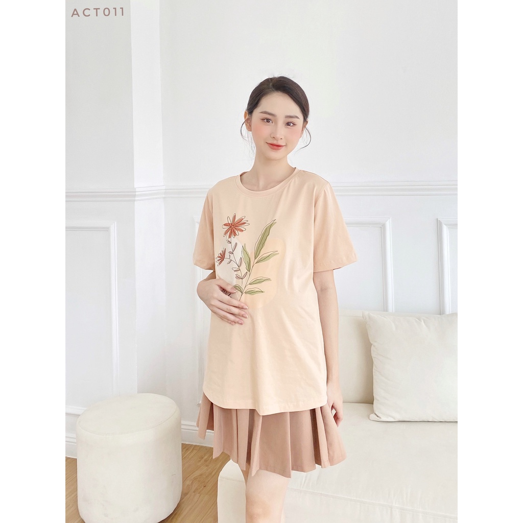 MEDYLA - Áo phông thun cotton cho bầu thoải mái mặc trong và sau sinh - ACT011