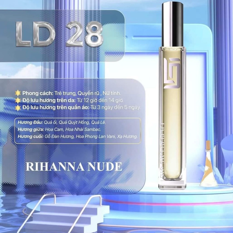 LD28 Tinh Dầu Nước Hoa Pháp NUDE RIHANNA 12ml - LD PERFUME OIL Thơm lâu, Ngọt Ngào, Cuốn Hút - HLBEAUTY