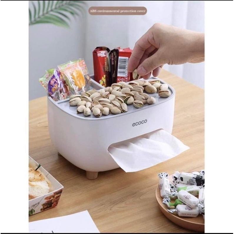 Hộp đựng giấy ăn để bàn có khay trên để đồ sang chảnh