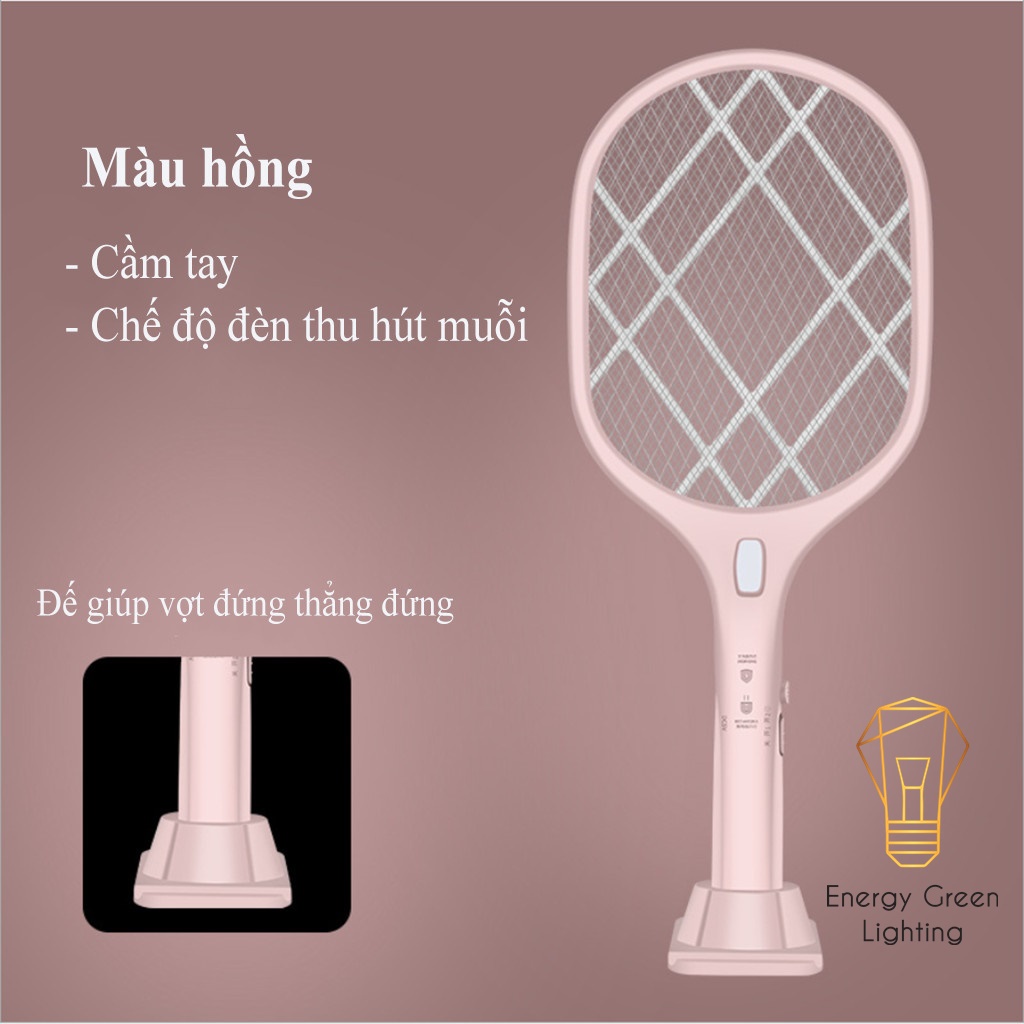 PIN TRÂU Vợt Bắt Muỗi Energy Green Lighting FS-011 Kiêm Đèn Thu Hút Muỗi , Diệt Muỗi - 3 Lớp Lưới