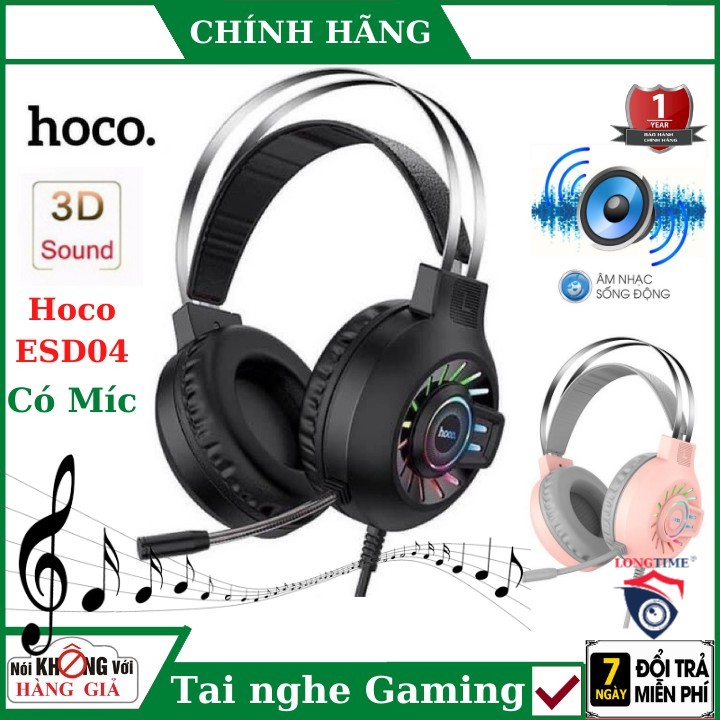 Tai Nghe Chụp Tai Gaming Hoco ESD04 , kèm míc đàm thoại , đèn led siêu đẹp , bảo hành chính hãng