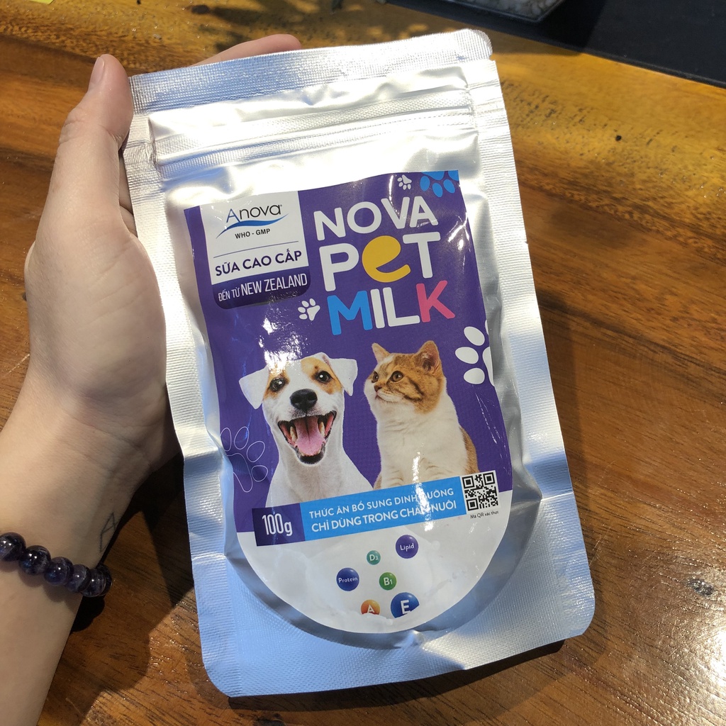 [Mã PET50K giảm Giảm 10% - Tối đa 50K đơn từ 250K] Nova Pet Milk - Sữa cho pet thú cưng, chó mèo gói 100gr