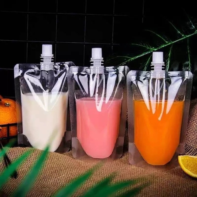Reusable Reusable Clear Plastic Beverage Bags with Sticker or Funnel