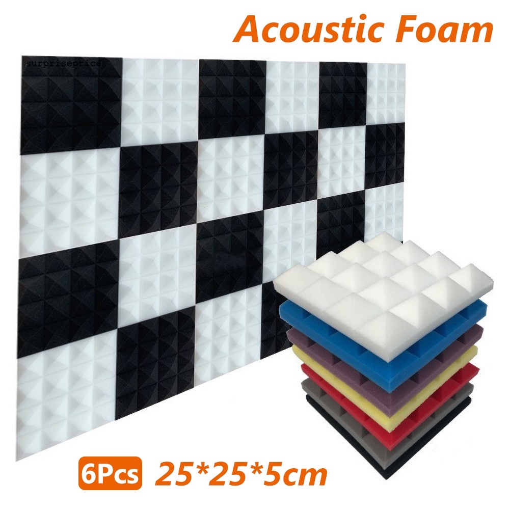 Set 6 Đệm Xốp Cách Âm 25x25x5cm Chuyên Dụng Cho Phòng Thu Âm