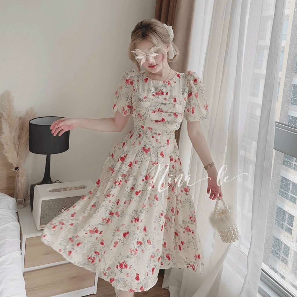 MẪU HOT ĐẦM VOAN HOA VUÔNG VAI TAY BÈO VÁY NGANG GỐI PHONG CÁCH TRẺ TRUNG HIỆN ĐẠI ĐƯỢC ƯA CHUỘNG UP Thời Trang hhp 2022