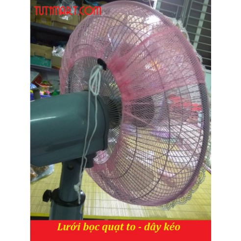 Lưới bọc quạt họa tiết loại to tối đa 50cm có dây kéo an toàn cho trẻ nhỏ