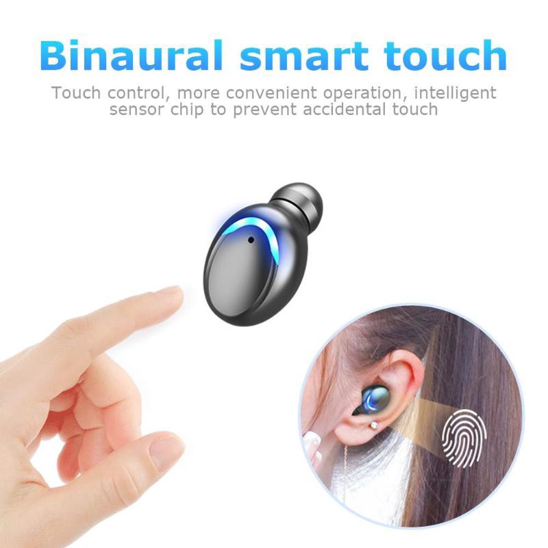 Thương hiệu cao cấp Tinh tế Tai nghe không dây TWS Tai nghe Bluetooth 8D Âm thanh nổi cảm ứng thật Tai nghe Khử tiếng ồn Tai nghe cảm ứng Âm nhạc có Mic cho điện thoại Berjalan （BH6）