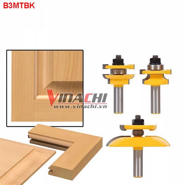 Bộ 3 Mũi Làm Tủ Bếp Vàng Huỳnh Kép - Bộ 3 Mũi Làm Tủ Bếp làm bằng hợp kim cacbon siêu cứng có khả năng chịu nhiệt cao