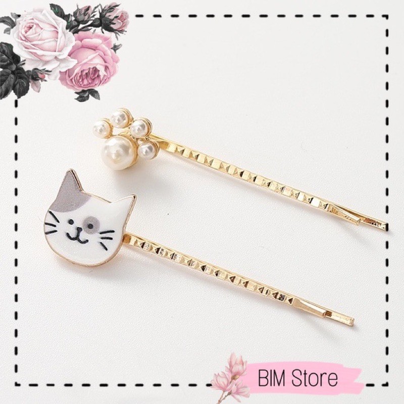 Set 2 kẹp tăm hình mèo, bàn chân mèo đáng yêu cho nữ