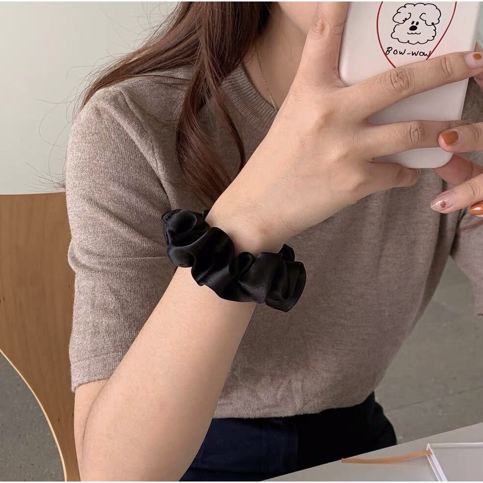 Scrunchies cột tóc vải Luala nhiều màu sang trọng, phụ kiện tóc dễ thương, dây buộc phi lụa dày dặn bóng nhẹ cá tính