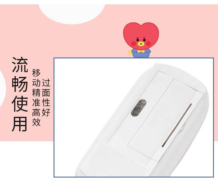 Chuột không dây yên tĩnh họa tiết CHIMMY COOKY RJ TATA BTS BT21 2021 dễ thương hỗ trợ USB cho máy tính/Macbook