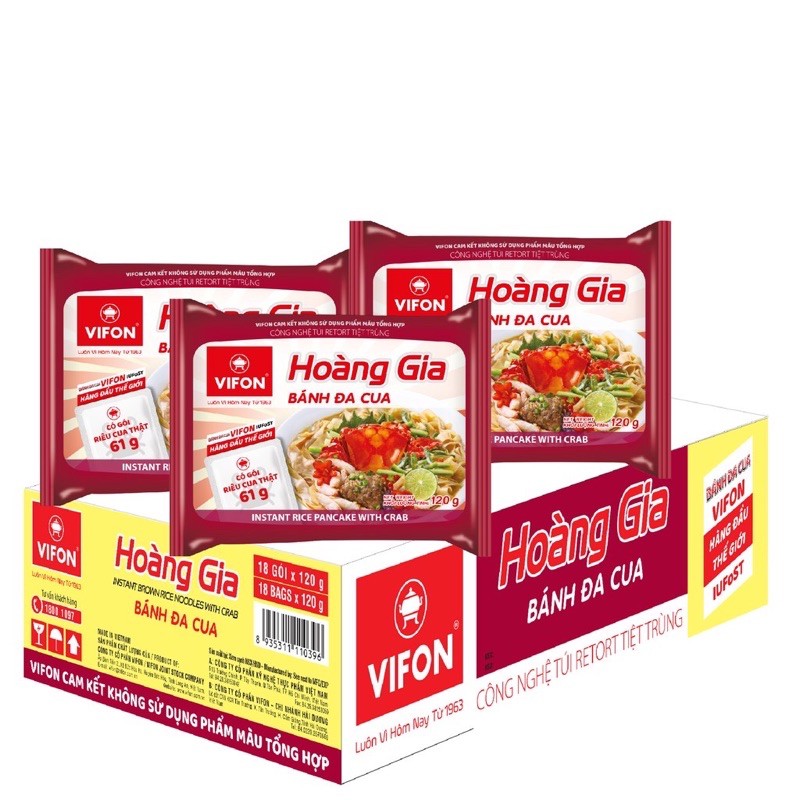 BÁNH ĐA CUA HOÀNG GIA VIFON GÓI 120G 🆘 CÓ GÓI RIÊU CUA THẬT 61G