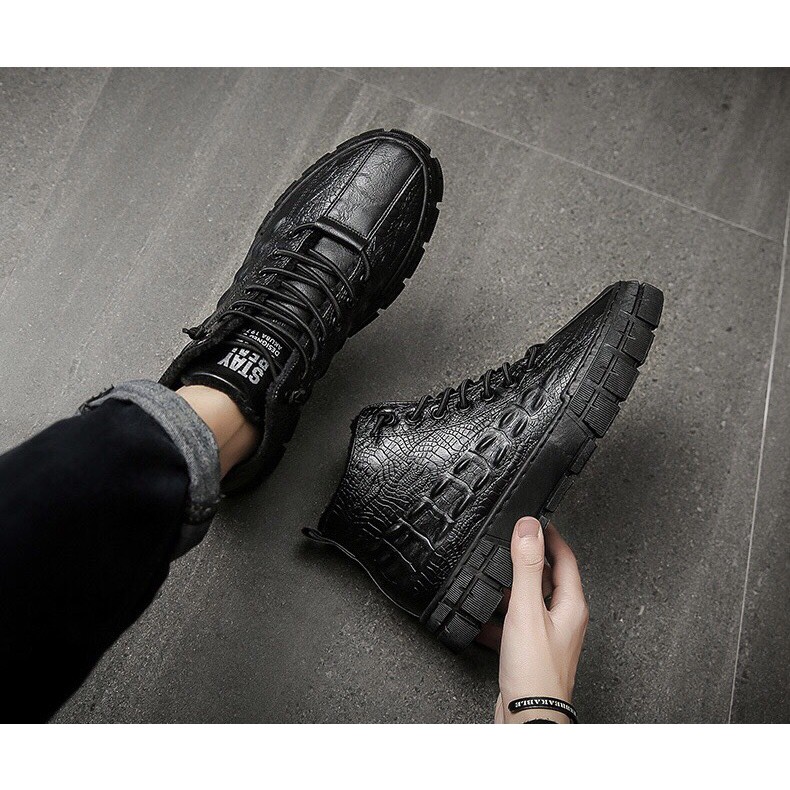 [Có Video] Giày da cao cổ nam cá tính, boot cao cổ nam, giày da nam hot trend | BigBuy360 - bigbuy360.vn