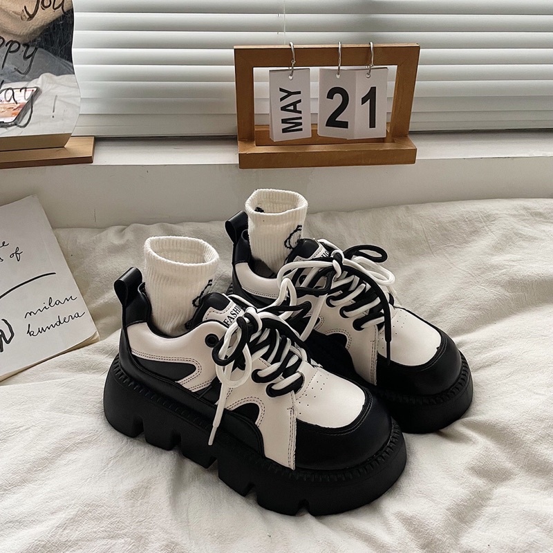 Giày lolita nữ độn đế cao,Giày da ulzzang nữ phong cách Hàn Quốc Ox100