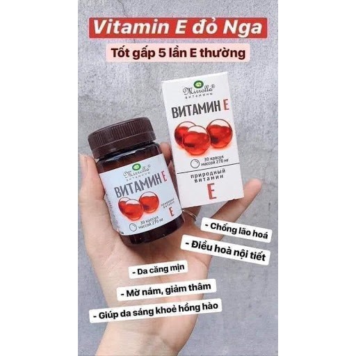 chính hãng - Vitamin E mirrola Nga hàm lượng 270mg hộp 30 viên