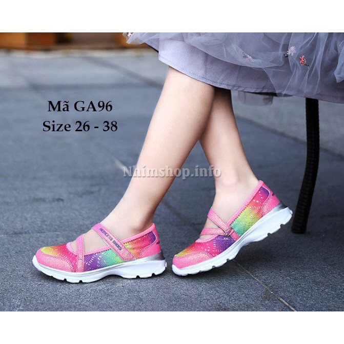 Giày búp bê bé gái slip on vải đế Eva siêu nhẹ hồng nhiều màu duyên dáng công chúa cho bé 3 đến 12 tuổi GA96