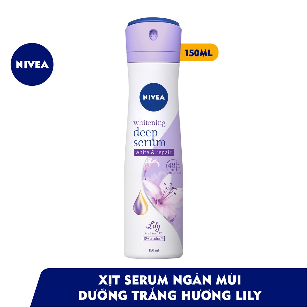 Xịt ngăn mùi Nivea serum trắng mịn hương hoa Lily (150ml) 85312