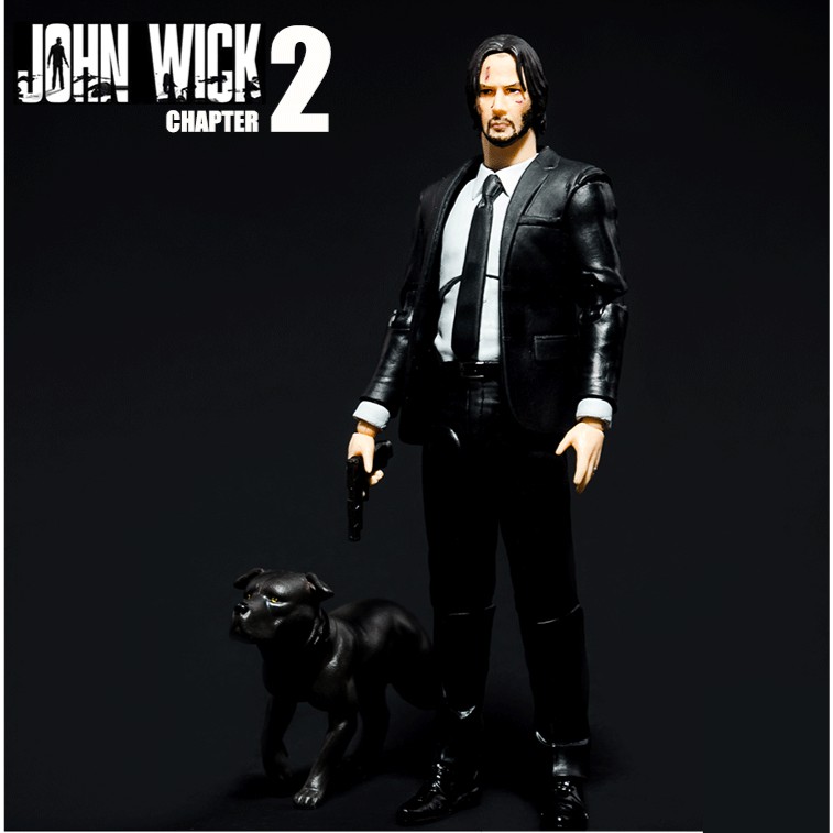 Mô hình đồ chơi John Wick Mafex chapter 2 vest đen + chó