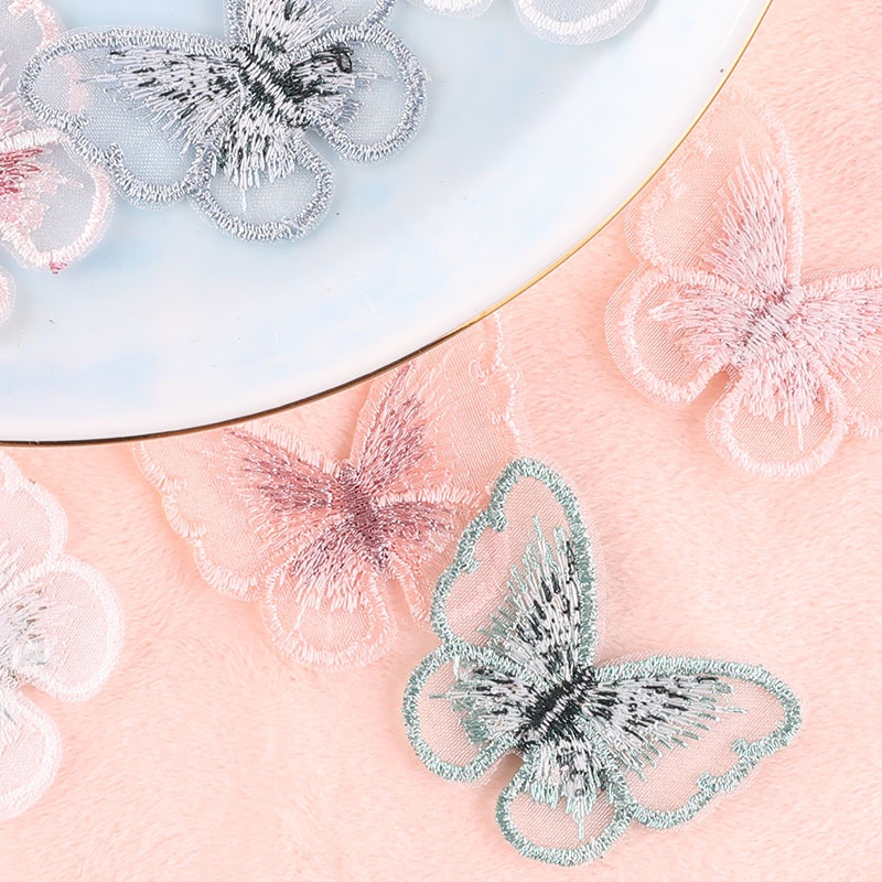 Miếng Dán Ủi Quần Áo Thêu Hình Bướm Hoạt Hình Dễ Thương DIY