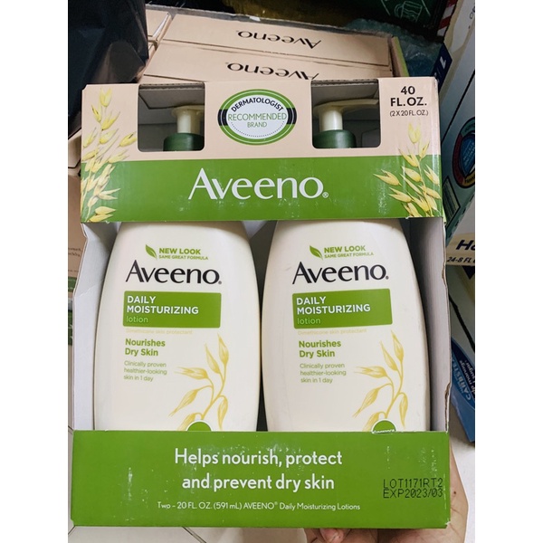 Set 2 chai Lotion dưỡng da Aveeno Daily Móiturizing (591ml* 2) USA