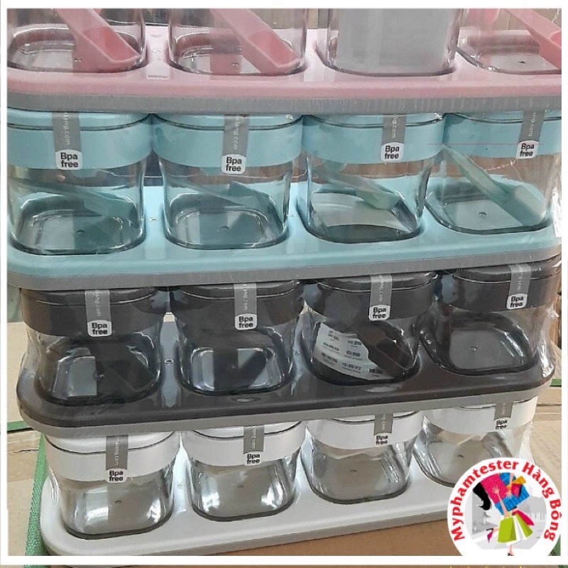 Bộ đựng gia vị nhà bếp bằng nhựa 2 hũ, 3 hũ, 4 hũ