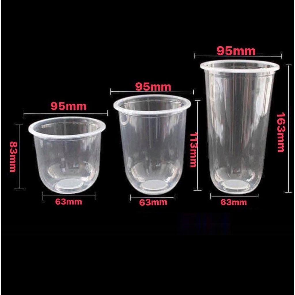 Túi 50 ly nhựa đáy bầu Q360ml / Q500ml / Q700ml nhựa PP - Cốc nhựa trắng trơn