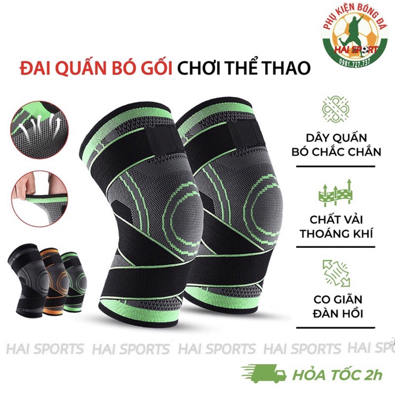Bó gối dây quấn kép luyện tập thể thao bóng đá chạy bộ tập GYM chính hãng -Băng bảo vệ đầu gối, quấn gối dây