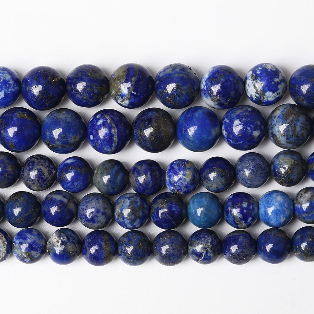 Chuỗi Hạt Đá Lapis Lazuli Tự Nhiên 15 "4 6 8 10 12 mm Dùng Làm Vòng Đeo Tay