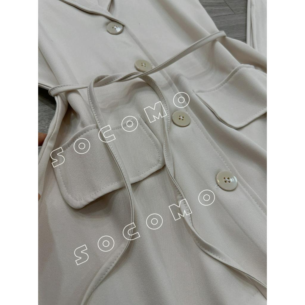 Set bộ áo cổ vest chéo thắt eo sát nách kèm quần suông Socomo B552023 - Hàng loại 1, chất đẹp - Giá tốt
