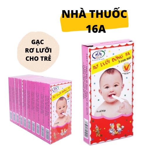 GẠC RƠ LƯỠI ĐÔNG PHA - HỘP 5 CÁI - GẠC QUẤN TAY VỆ SINH LƯỠI, NƯỚU CHO BÉ, TRÁNH NẤM ĐẸN, TƯA LƯỠI