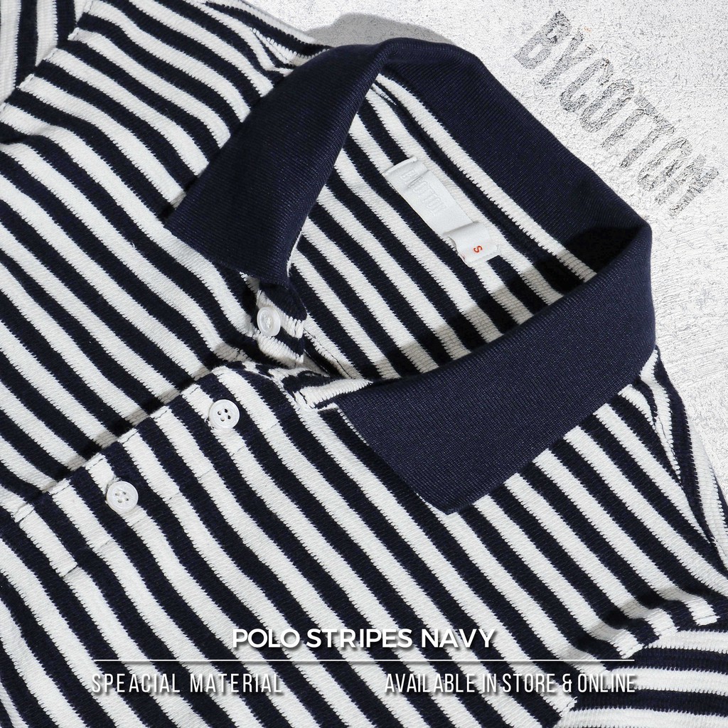 Áo Thun Polo Nam Cổ Bẻ Sọc Navy 2 BY COTTON Navy Stripe 2 Polo | BigBuy360 - bigbuy360.vn