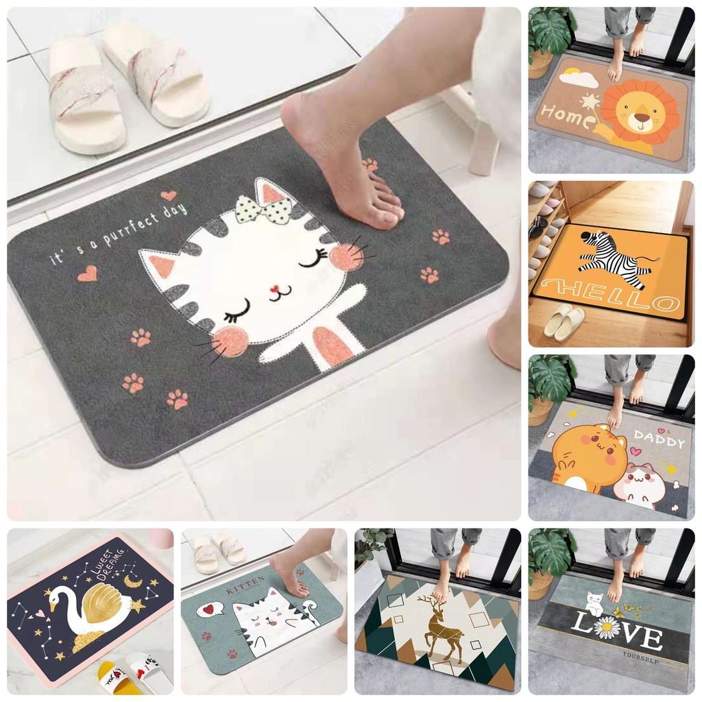 Thảm Lau Chân 3D Size 40X60Cm, Thảm Chùi Chân Trải Sàn Nhà Thấm Hút Nước