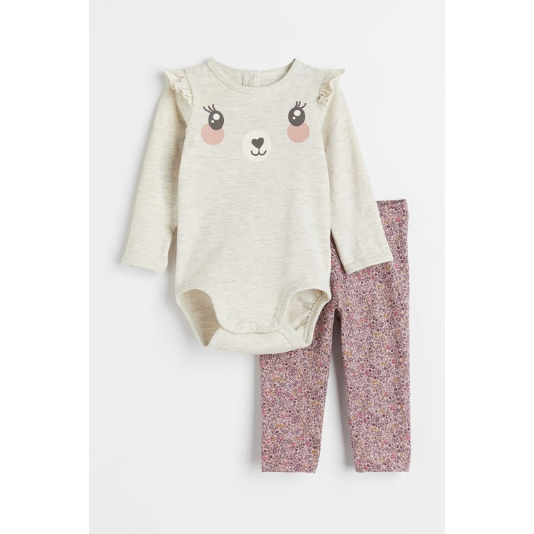 Set quần áo mèo hồng hoa trắng HM H&M _hàng chính hãng authentic