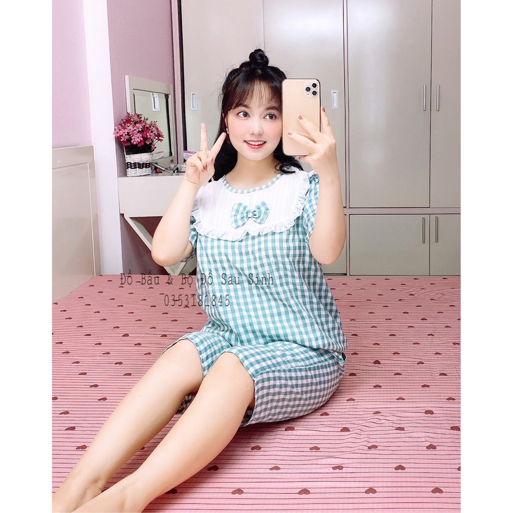 Bộ bầu mặc nhà chất thô mềm cộc tay hè (47-65kg)💖💖