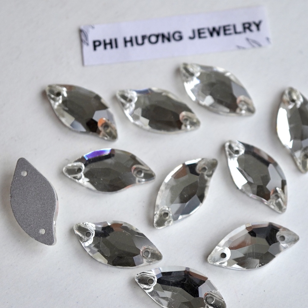 Gói 10 hạt đá tráng bạc cao cấp nhiều hình dạng kích thước