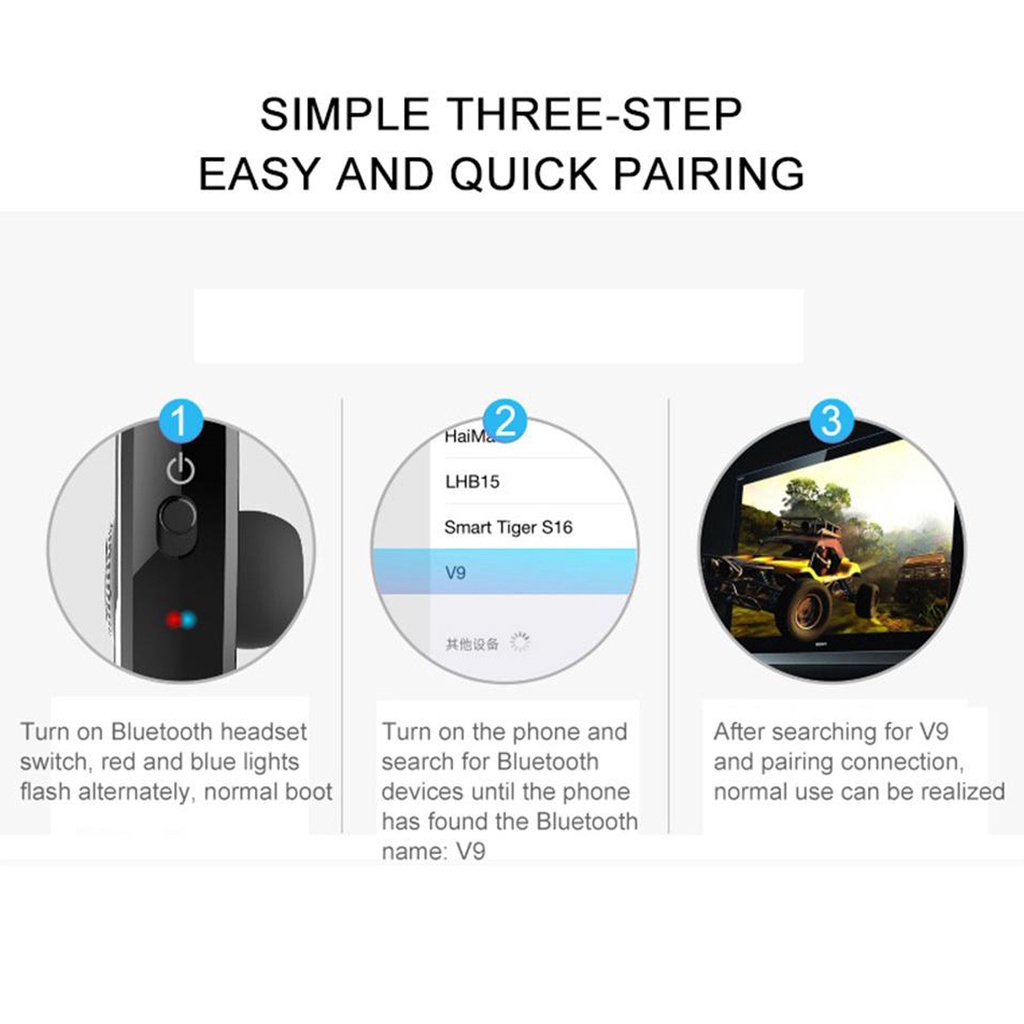 Tai nghe Bluetooth V9 4.0 10 tiếng ồn CVC6.0 cho điện thoại Android