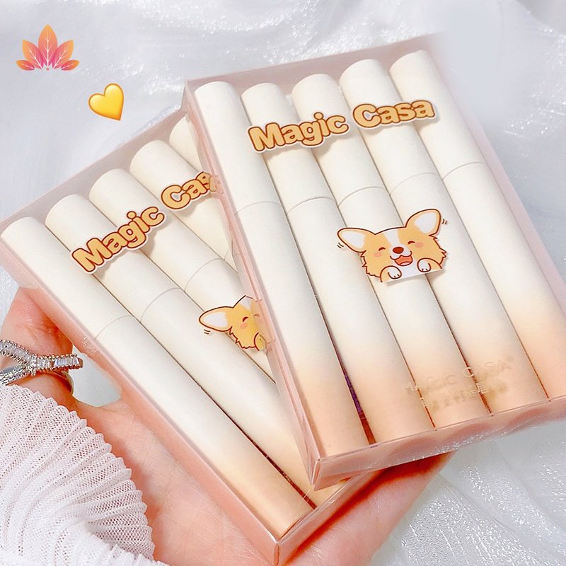 Bộ Son Kem corgi 5 Trong 1 Màu Lì Lâu Trôi Bảo Vệ Toàn Diện JP5