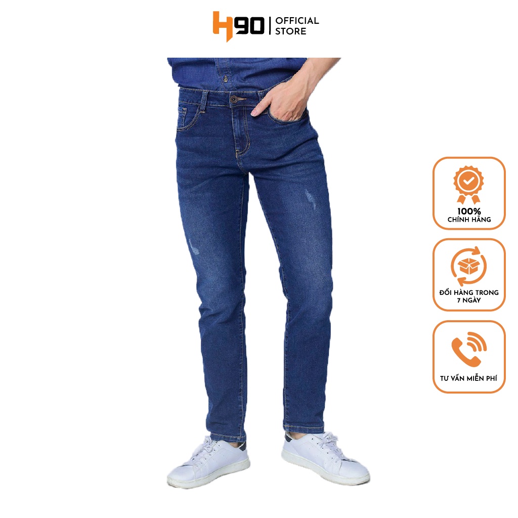 Quần Jean Nam, Quần Bò Nam GENVIET dáng ống đứng chất co giãn J974