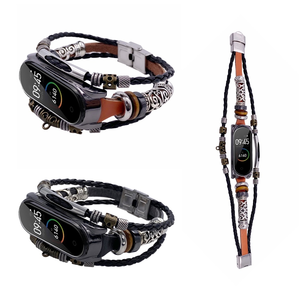 Dây đeo bằng da bện cho đồng hồ thông minh Mi Band 6/5/4/3