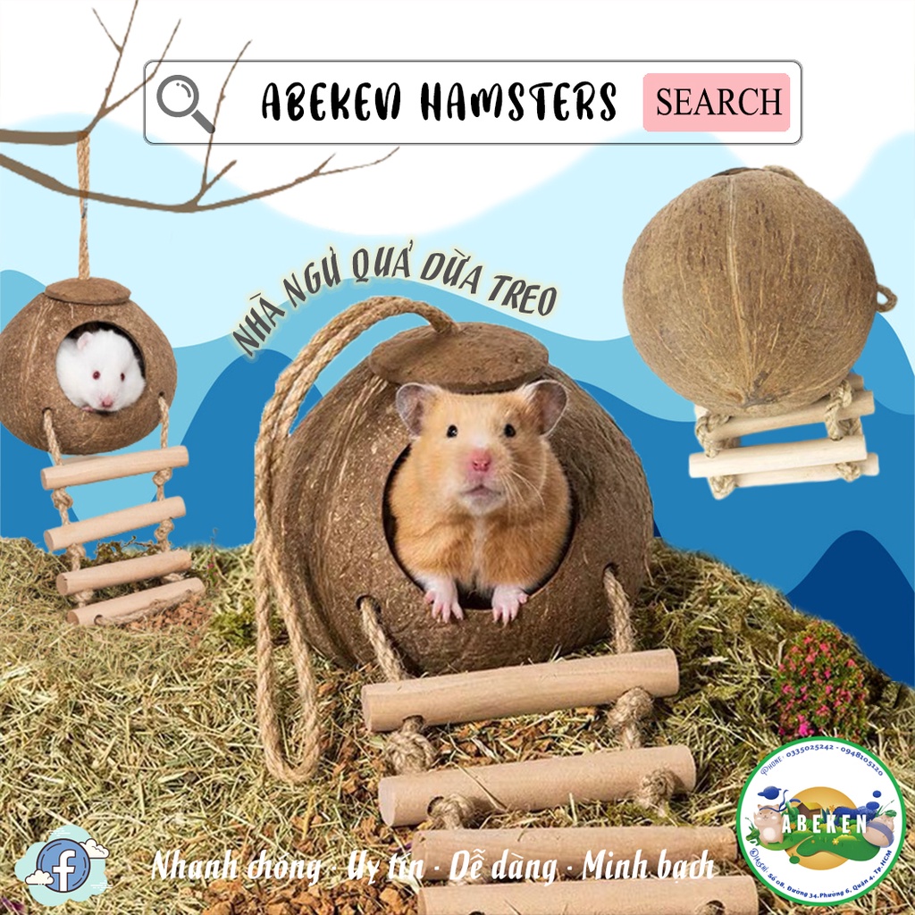 Nhà ngủ quả dừa treo dành cho Hamster/ Sóc/ Chim