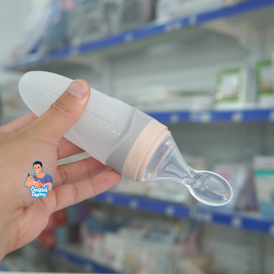 Bình thìa Molli dung tích 90ml hỗ trợ bé tập ăn dặm, uống sữa, tập ăn bột dễ dàng - Ongbodemo