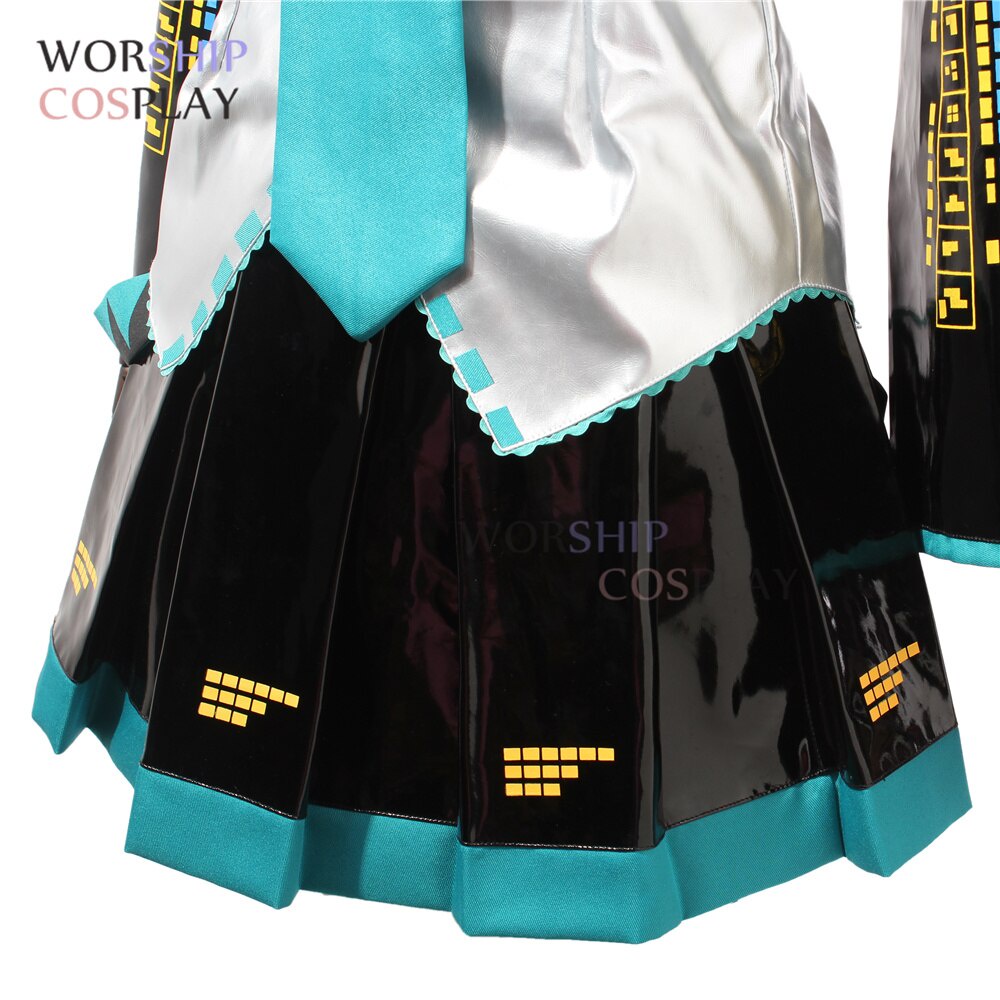 Da PU Cô gái Vải Anime Super League Trang phục Miku Cosplay Dress Bất kỳ Kích cỡ Cosplay Tóc giả Tất cả các bộ