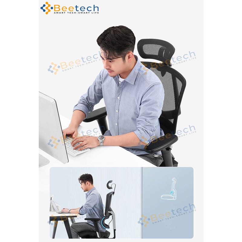 Ghế SIHOO M90C M91C VITO ĐEN TRẮNG  - Ghế công thái học full lưới văn phòng hỗ trợ thắt lưng cực tốt