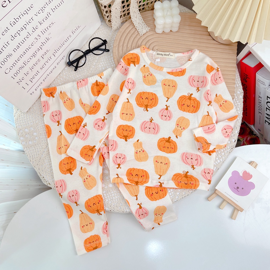 [SALE] Bộ Dài Tay Cotton Borip Bé Gái KIMCHIBABY Hoạ Tiết Peppa Pig, Bộ Quần Áo Cho Bé Mặc Nhà Thu Đông MKMTD2221