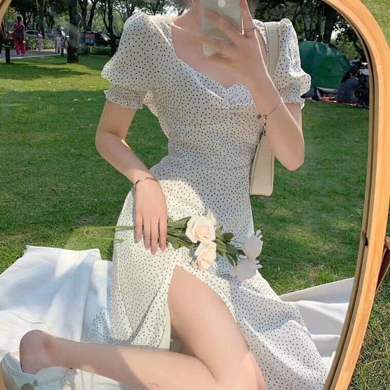 Đầm bi nhí trắng dài xẻ tà - Dáng suông - Sky Of Love Official | BigBuy360 - bigbuy360.vn