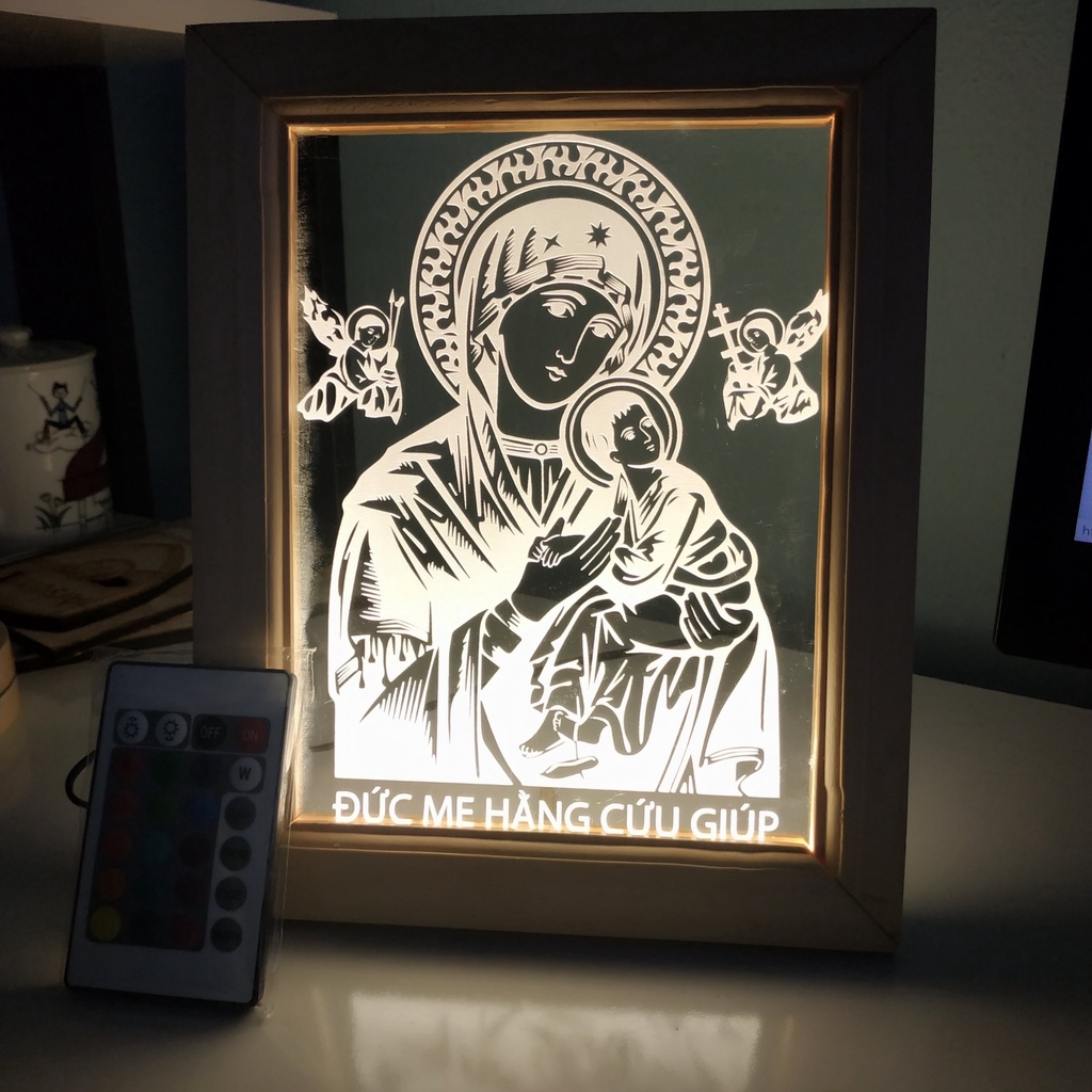 Đèn Led 3D Mẫu Đức Mẹ, chúa Jesus, công giáo, thánh giá