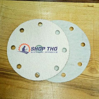Giấy nhám tròn D150mm đế lông có lỗ.